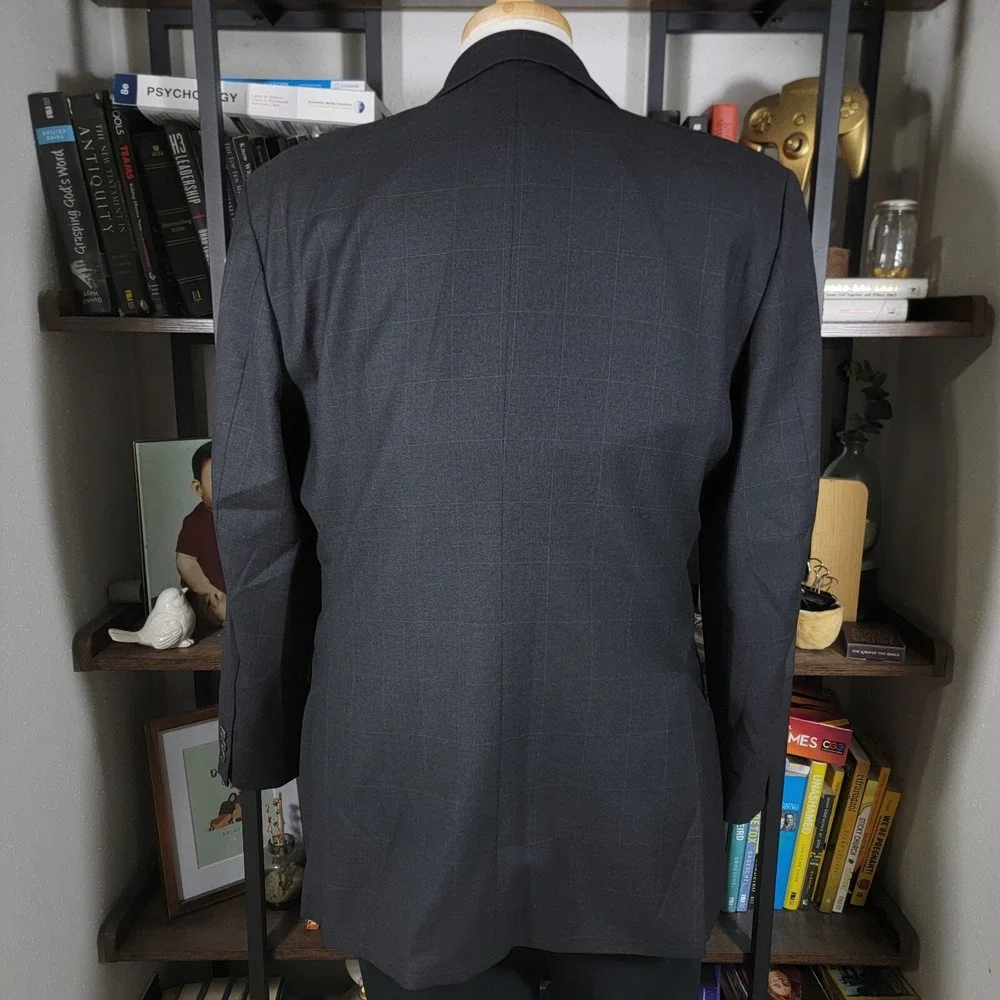 VTG Brooks Brothers 346 Men's Sport Coat Blazer Three Button Gray Plaid Wool 44R